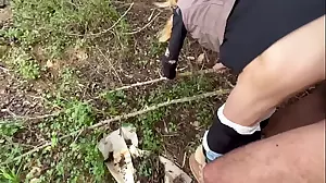Public sex with a milf in the woods
