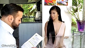 Jade Kush, an Asian American beauty, receives an unexpected ejaculation from her mischievous maid