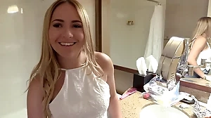A stunning blonde satisfies her feline urges on a live webcam