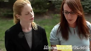 American Mormon girls enjoy themselves in the bathtub with a playful game