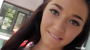 American brunette beauty gives a skilled oral sex and ingests semen