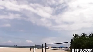 Sensual beach volleyball encounter featuring American hunks Richie and Dillion