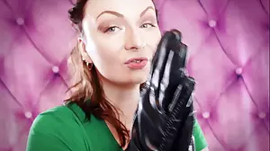 Arya Grander's sensual ASMR video with vegan leather gloves