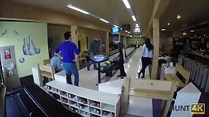 Experience the excitement of a public POV encounter at the bowling alley in this thrilling video