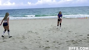 Nicolette Love and Sierra Nicole's daring beach volleyball game